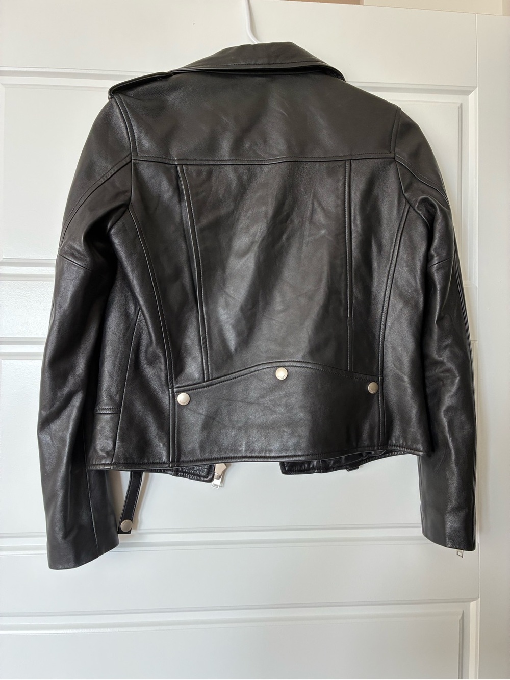 Saint Laurent Black Leather Moto Jacket with Silver Hardware - Picture 3 of 7